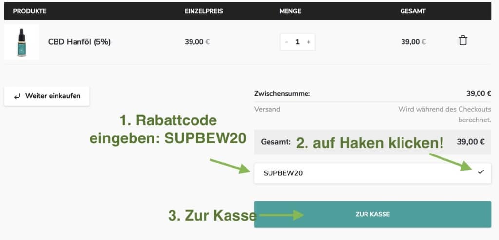 Nordic-Oil-Gutschein Anwendung
